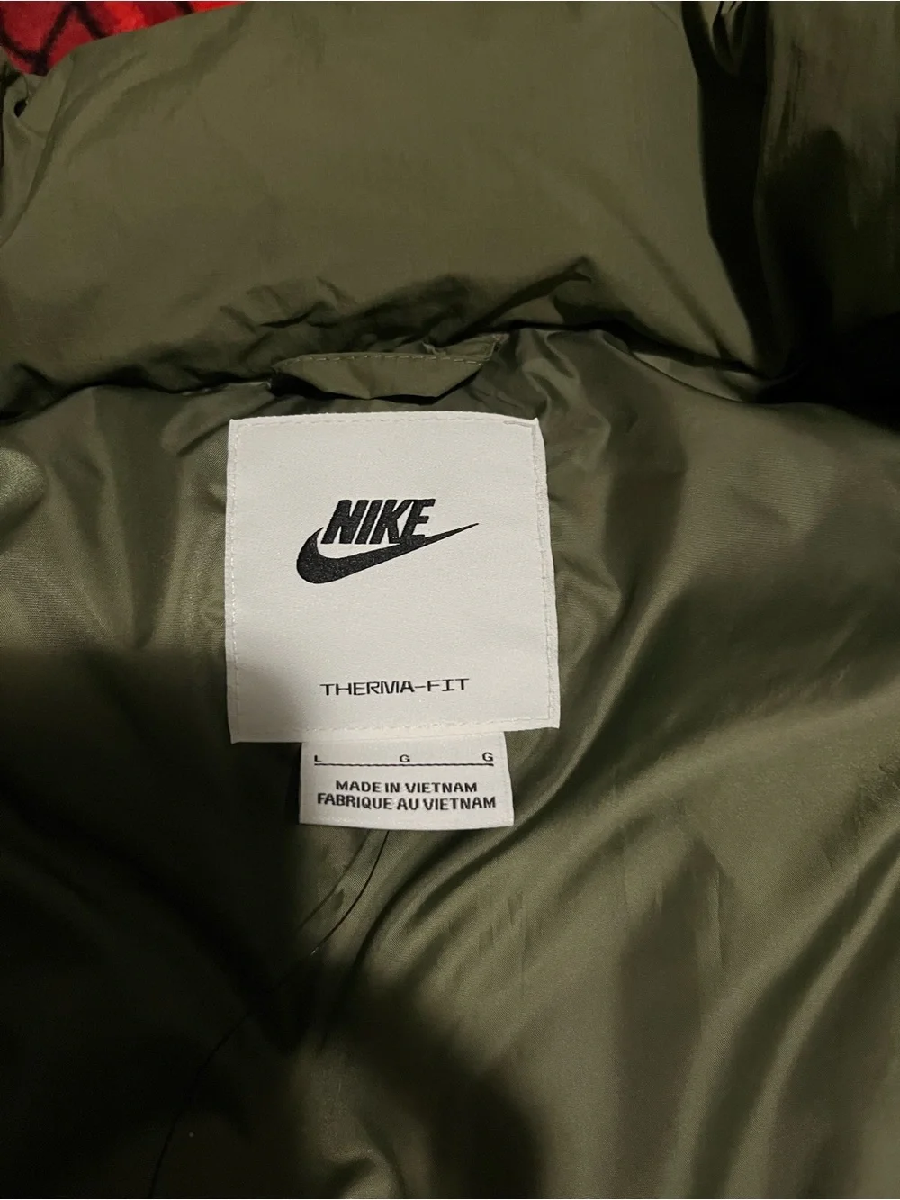$225 Nike Swoosh Series Down Vest IH3980-222 Olive Green Oversized Women Size L